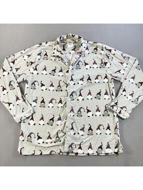 Pottery Barn Teen Gray Christmas Gnome Pajama Top Only Sz Small